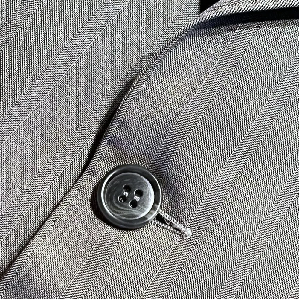 New Giorgio Armani 40R Silver Dove Gray Micro Herringbone Designer Blazer Italy